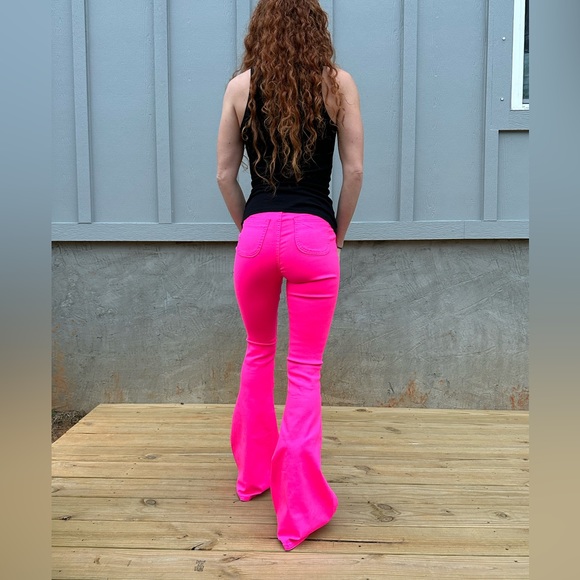 Hot Pink Bell Bottom Flares - Picture 2 of 3